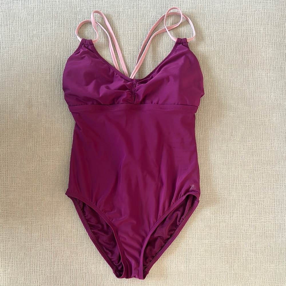 All in Motion Purple One Piece Swimsuit with Cross-Back Straps | size M